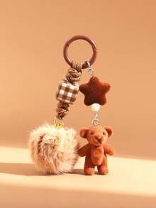 1PC Cartoon Flocked Puppy And Bear Keychain Pendant Cute Bag Ornament Women's Keychains Bag Charm Car Keychain Couple Plush Keychain Cartoon Plush Keychain Key Ring Soft Plush Keychain Accessories Pet Lover Keychain Small Gift Birthday Gift Couple Gift Event Souvenir Party Props Gift Friend Gift. - Multicolor - View 2