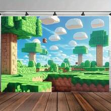 2D Flat, 1pc Giant Pixel Game Backdrop - Super Large Retro Video Game Wall With 2D Blocky Pixel - Fabric Suitable For Indoor/Outdoor Birthday, Wedding, Christmas, Valentine' Party Decorations - Easy Setup For & - 彩色 - 查看 2