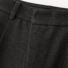 IHIMI Women's Thermal Winter Pants - Thickened Tweed Full-Length Straight-Leg Trousers With Built-In Zipper, Solid Color Elegant Pantsuit For Professional Attire & Cold Weather (Machine Washable) - Xám đậm - Xem 8