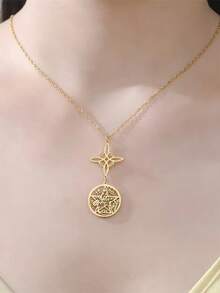 AMAXER 1pc Stainless Steel Witch Star Pendant, Suitable For DIY Jewelry Making, Bracelets, Necklaces, Keychains - Retro Series - View 7