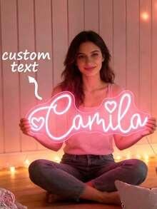 Letrero de Neón Personalizado, Letrero de Neón con Nombre Personalizado para Decoración de Pared de Dormitorio, Placa de Nombre Personalizada para Boda, Fiesta de Cumpleaños y Eventos de Graduación - Multicolor - Ver 5