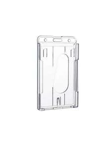 Conjunto de 2 porta-crachás rígidos de plástico transparente com abertura para o polegar, comporta 2 cartões na vertical ou horizontal, ideal para crachás de exposições, etiquetas de identificação de funcionários, cartões de acesso, cartões de identificação, cartões de transporte, com inserções personalizáveis, leve e portátil, aplicável para cartões de crédito, cartões de identificação, escritório, eventos, aniversários, escolas, casa e material de escritório. - Multicolorido - Ver 13