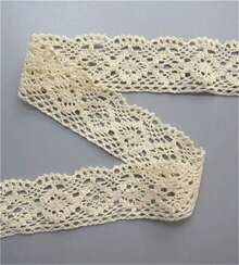 5 Yard Cotton Crochet Lace Edge Trim Ribbon 1-1_2" Width Ivory Cream Trimmings Fabric Embroidered Applique Sewing Craft Wedding Bridal Dress Embellishment Party Clothes Embroidery Hat DIY Decoration - 白色 - 查看 1