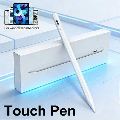 1pc Magnetic High Precision High Sensitivity Capacitive Touch Screen Stylus Pen, Compatible With HarmonyOS/IOS/Android Systems, White Capacitive Pen, Rechargeable Capacitive Pencil [Includes 2 Pen Tips + 1 Charging Cable]