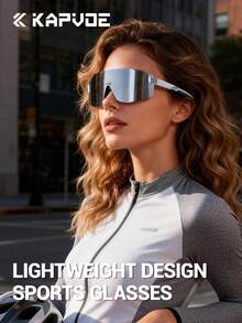 KAPVOE 轻便跑步眼镜，男女款山地自行车骑行眼镜，户外运动配件，露营，旅行，自行车眼镜，钓鱼装备，包含眼镜盒、眼镜布和眼镜袋 - 彩色 - 查看 3