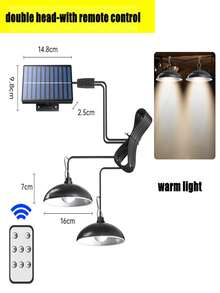 1pc Solar-Powered Pendant Lamp, 1/2 LED Lights, Wall Mount, Adjustable Height, Toggle Control, IP44 Waterproof, Solar Lithium Battery, Outdoor/Indoor Use, Black Plastic