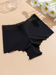 3条装女士无缝樱桃草莓图案波浪边优雅时尚内裤，弹力透气柔软三角裤 - 彩色 - 查看 5