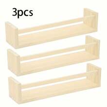Nostalgic Children's Bookshelf - Natural Solid Wood Floating Children's Bookshelf In Rustic Style - Wall-Mounted Children's Bookshelf, Classic Rustic Style Wall-Mounted Storage Rack, Suitable For Bathroom, Kitchen, Bedroom And Office, Can Store Toys And Baby Supplies - Multicolor - View 8