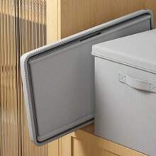 1个高品质可折叠收纳盒，大容量带盖衣物收纳盒，衣柜收纳盒，多功能防水房间收纳盒，防尘防潮，两侧带把手，抽屉式收纳盒，可堆叠 - 深灰色 - 查看 6