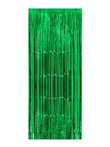 4pcs Metallic Foil Fringe Curtain Backdrop Decor, Party Background Metallic Foil Fringe Curtain, 1st Birthday Party Supplies, Baby Shower Decorations, Gender Reveal Party, Girl Baby Shower Decor - Green - View 11