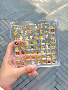 1pc Acrylic Nail Art Rhinestone Storage Box, High Transparency Magnetic Lid, Mini Seashell Storage Box, Seashell Storage Display - Transparent - View 6