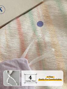 四件套彩色渐变波点床上用品，韩式清新浪漫舒适，亲肤双层雪纺床品（1个被套+1个床单+2个枕套），卧室装饰，情人节/节日礼物，派对装饰，不含被芯和枕芯，枕套图案随机裁剪 - 淡紫色 - 查看 9