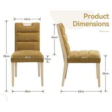 WAHSON OFFICE CHAIRS Linen Dining Chairs Set Of 2 Upholstered Kitchen Chairs With Wood Legs For Restaurant/Dining Room - Yellow - View 3