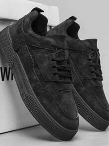 Men's Versatile American Style Casual Sneakers, Black Non-Slip Kitchen Shoes, Autumn/Winter