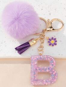 Móc khóa nhựa hình ngôi sao, trang trí bằng bông tím và tua rua hoa cúc, thích hợp làm dây đeo túi xách, dây đeo điện thoại, móc chìa khóa. Cũng là món quà tuyệt vời dành cho bạn bè và mẹ. - Màu Lilac Tím - Xem 22