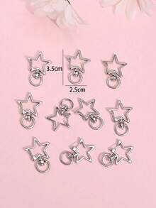10pcs Minimalist Star Shaped Buckle Accessories, DIY Keychain Craft Supplies