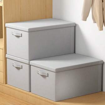 1 High-Quality Foldable Storage Box, Large Capacity Covered Clothing Storage Box, Wardrobe Storage Box, Multifunctional Waterproof Room Storage Box, Dustproof And Moisture-Proof, With Handles On Both Sides, Drawer Style Storage Box, Stackable, Very Suitable For Home Storage, Bedroom Storage