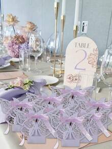 6 piezas Cajas de regalo con forma de mariposa 3D huecas de color rosa/morado, cajas de recuerdo para bodas, envoltorios de caramelos de papel, cajas de decoración para fiestas, adecuadas para bodas, San Valentín, cumpleaños, despedidas de soltera - Multicolor - Ver 6