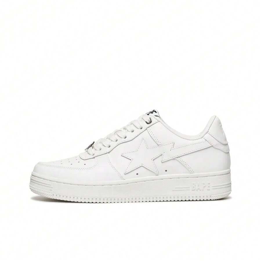 A BATHING APE Bape Lace-Up Metal Eyelet Casual Sneakers, Suitable For Home Wear, All Seasons - White - View 1