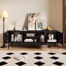 Television Stands & Entertainment Centers - Black+Natural + Iron + Particle Board + 39 Inches Or Less + 39 Inches Or Less - View 11