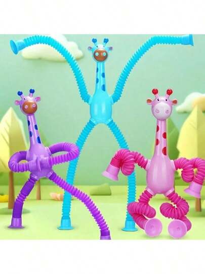 Suction Cup Giraffe Robot Telescopic Toy - Versatile Extendable Cartoon Creative Intellectual Toy, Material, Round Edges Won't Hurt Hands, Stretching And Pressing Exercises Hand Strength And Hand-Eye Coordination, Stress Relief Toy For Adults, Sensory Toy, Toy, Birthday Gift, Educational Toy, Intellectual Toy, Sports Toy, Entertainment Toy, Suitable For Festival, Halloween, Chinese New Year, Valentine's Day Gifting, Interactive Hands-On Toy, Creative Toy, Suitable For Self-Play And Gifting