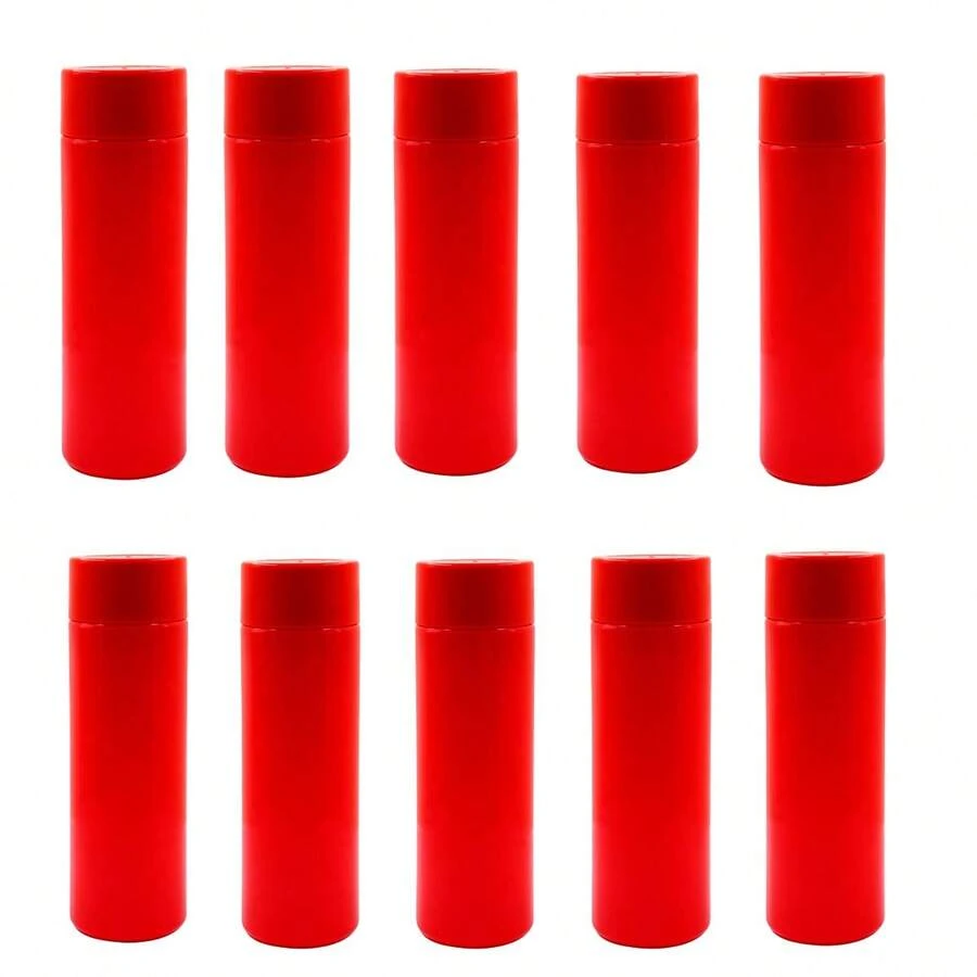 PromoClick Paquete de 10 Cilindros de Plástico con Tapa Enroscable y Cuerpo de Color - Rojo - Ver 1