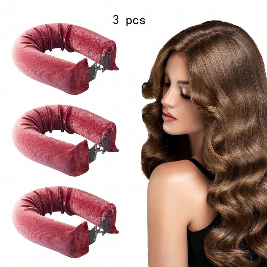3 Pcs Satin Curling Rod Headband Heatless Soft Hair Rollers For Ponytails Lazy Curls Styling Sleep Flexi Rods No Heat Styling Tools - Multicolor - View 1