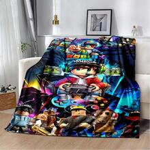 3D Cartoon R-Robloxs Game Flannel Blanket Soft Warm Throw Blanket For Bedroom Living Room Bed Travel Camping Picnic Gift5.Jpg - 白色 - 查看 1
