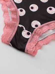 Dircho 5pcs Women's Sexy Cute Gothic Contrast Lace Bikini Panties - Allover Skull & Moon Print Silky Soft Comfy Intimates Underwear, Stretch Breathable Elastic Waist Lightweight Daily Lingerie Set - Multicolor - View 4