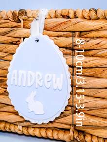 Easter Basket Tags, Egg Bunny Fan-Shaped Tags, Personalized Easter Basket Name Tags, Customized Easter Tags, Acrylic Bunny Tags, Pink Or Blue Tags