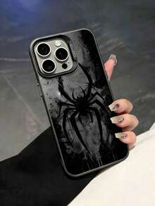 Spider Web Pattern Phone Case, Shockproof Creative Matte Frosted Phone Protective Cover, Holiday Gift For Kids, Compatible With IPhone 7, 8, X, XS, XR, 11, 12, 13, 14, 15, 16 Pro Max - Grey - View 3