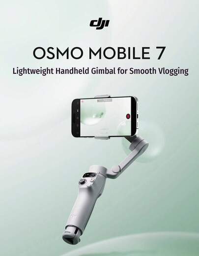  DJI Osmo Mobile 7 Smartphone Gimbal Stabilizer | Built-In Tripod & Extension Pole | ActiveTrack 7.0 Smart Tracking | Magnetic Quick-Release For Instant Switching | 3-Axis Stabilization For Smooth Vlogging & Live Streaming | Selfie Stabilizer With Gesture Control | Essential For Travel, Parties, And Performances