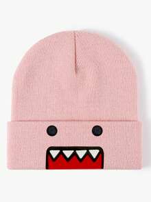 Multi-Color Cartoon Embroidered Knit Beanie - Casual Streetwear Hat, Fashionable Personalized Warm Ski Cap - Brown - View 6