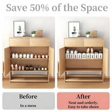 1/6pcs Shoe Slot Organizer - Can Stack One Pair Of Shoes, Saving 50% Of Shoe Storage Space, Adjustable Thickened Double Layer Shoe Rack, Suitable For Wardrobe Shoe Organizer, White/Gray