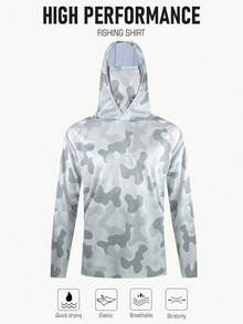 Long Sleeve Hooded Face Mask Fishing Shirt, Quick-Dry Breathable Fishing Apparel For Men - Multicolor - View 1
