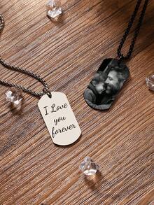 Kalung Rantai Jagung Teks Potret Kustom, Medali Foto Kenangan Pria dari Baja Tahan Karat, Liontin Gambar yang Dipersonalisasi, Hadiah Ulang Tahun untuknya - Gaya gesper bulat sederhana - View 4