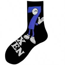 1 Pair Men's Mid-Calf Socks With 67 Numeric Pattern, Fashionable Hip-Hop Design, Suitable For Both Men And Women - Black - View 4