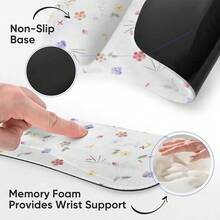 Keyboard Wrist Rest Pad  Pad Set,Ergonomic  Pad For Laptop Computer,Wrist Support Memory Foam Desk Pad For Gaming Office,Non Slip Rubber Pad Typing Relief Pain (Pad211) - 滑鼠墊211 - 查看 6
