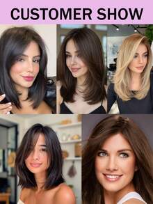 10英寸真人发片，女士专用，夹式蕾丝前片，逼真头皮纹理，透气底座，可遮盖稀疏和白发。 - 彩色 - 查看 7