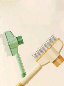 1pc Cat Grooming Comb, Self-Cleaning Flea Comb, Pet Deshedding Brush