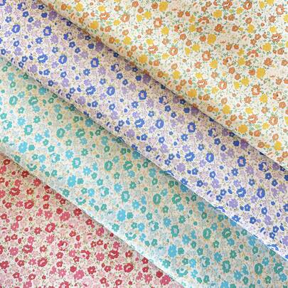 0.5m/1m/2m Floral Printed Fabric, Soft & Skin-Friendly Material, Suitable For Sewing Clothes, Dresses, Dolls, Shirts And Other DIY Projects In All Seasons. New Flower Pattern Design, 145cm Width, Multiple Colors Available, Sold By Meter.