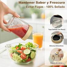 CYPNSet de 6 Frascos de Vidrio Graduada 17 Oz Tarros de Vidrio con Tapa de Bambú Hermética Recipientes de Avena Boca Ancha Recipientes para Cafe y Azucar Oats Ensalada Yogur Mermelada Tuerca 17ozFashion - 222561442 - Ver 4