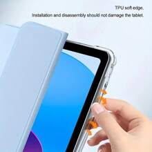 IPad 11 Gen Tablet Protective Case, IPad A16 Case, Tri-Fold Protective Case With Pencil Slot, Transparent TPU Soft Shell, Minimalist/Casual/ IPad Folding Tablet Protective Case With Built-In Pencil Slot, IPad Protective Case - Baby Blue - View 7