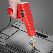 Soldador de plástico, Pistola de soldadura de plástico de 100W con grapas calientes de 800PCS, Pistola de soldadura de grapas calientes profesional, Kit de reparación de parachoques de plástico para coches con luz led para kayak, Juguetes, Reparación de grietas de plástico - Rojo - Ver 1