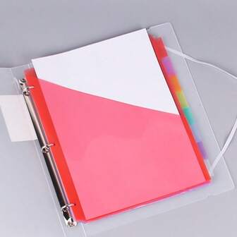 5/8英寸口袋收纳册，三环活页夹口袋，信纸尺寸，5/8英寸彩色标签，学校及办公用品，家居收纳