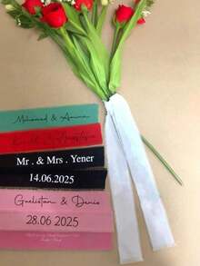 Customized Shiny Ribbon With Your Own Text, Suitable For Weddings, Bridal Showers, Birthday Parties, Bachelorette Parties And Other Various Occasions. These Ribbons Are Beautiful, Breathable, Comfortable, Cute, Fashionable, Neat, High Quality And Soft, Making Them An Ideal Gift For Friends And Family. - Multicolor - View 9