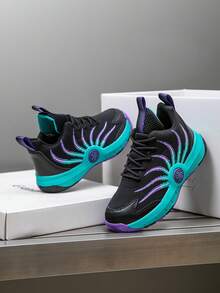 1 Pair Kids' Basketball Shoes, Youth Outdoor Sports Shoes Anti-Slip New Fashion Colorblock Breathable Casual Boys Shoes