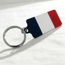 1pc Metal Double-Sided UV Printed French Flag Keychain, Fashion Accessory Bag Charm Key Ring, Suitable As Gift - Multicolor - View 9