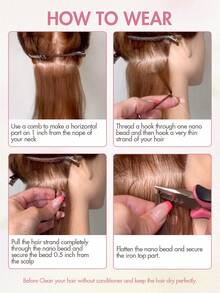 Nano Tip Hair Extensions Human Hair Balayage Nano Ring Beads Pre-Bonded Seamless Highlight Extensions For Women Nano Extension Human Hair Ease Of Use 50s Invisible Nano Bead Extension Valentine's Day - Multicolor - View 12