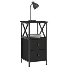 vidaXL Table de chevet noir 34x35,5x70 cm bois d'ingénierie - Noir - Voir 4
